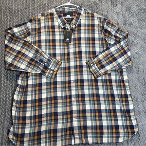 New Men’s Winston Shirt Size4X Long Sleeve Plaid 100% Cotton Button Down